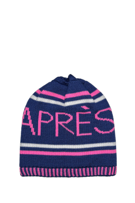 Lindo F Merino Wool Navy Pink Apres Toque Beanie Hat