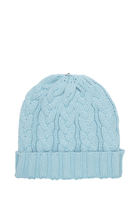 Lindo F Aquamarine Cable hat toque beanie interchangeable pom pom