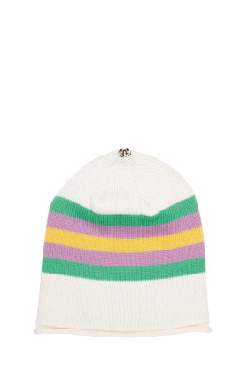 Lindo F Ivory Kelly Green Merino Wool Kimberly Toque Hat Beanie