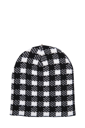 Lindo F Mary Ann Merino Wool Black and White Toque Hat Beanie