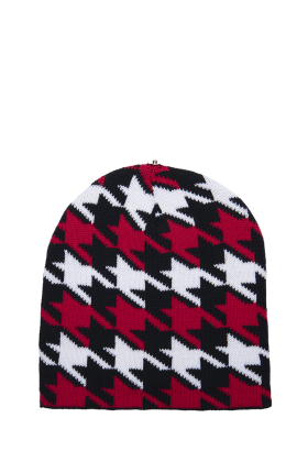 Lindo F Merino Wool Black Red White Caylee Toque Beanie Hat