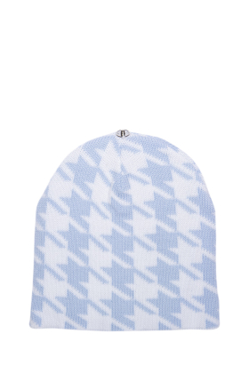 Lindo F Merino Wool Blue Dust White Caylee Toque Beanie Hat