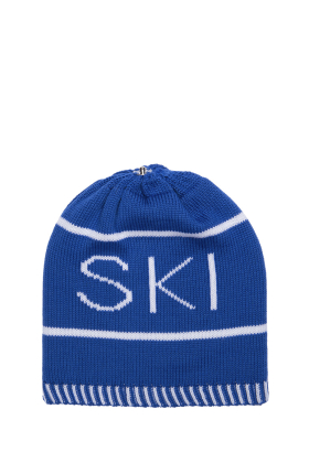 Lindo F Merino Wool Sport Blue Ski Toque Beanie Hat