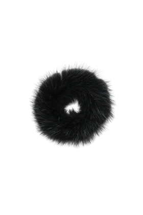 Mink Fur Scrunchie Black