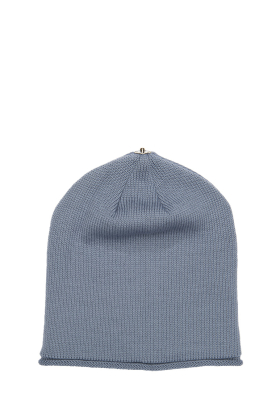 Lindo F Nude Blue Glossy Merino Wool Toque Hat Beanie