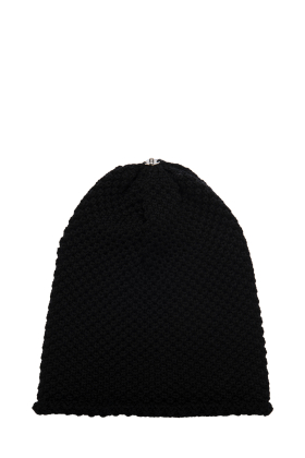 Lindo F Black Waffle Merino Wool Toque Hat Beanie