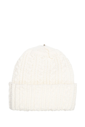 Lindo F Ivory Sasha Hat Toque Beanie Interchangeable Fur Pom Scarf